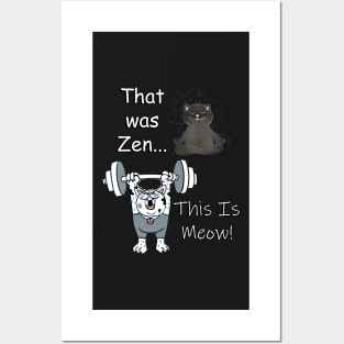 Funny Cats Lifting Kitty Parody That Was Zen, This Is Meow Workout Cat Posters and Art